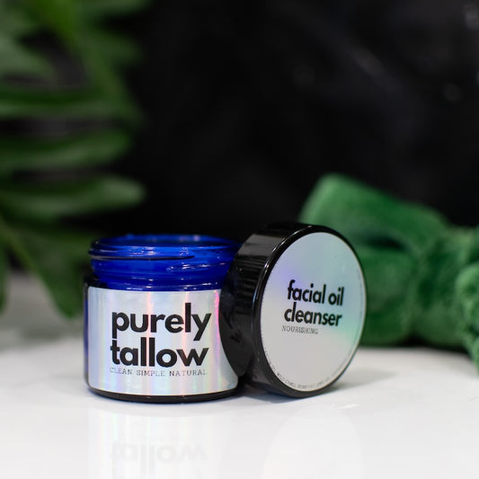 Facial Oil Cleanser Open Jar on Sink